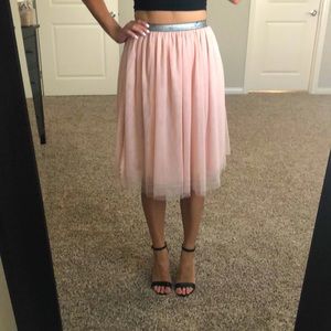 Pink midi tulle ballet skirt